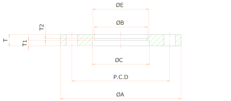 VF20 穴あきフランジ 寸法画像